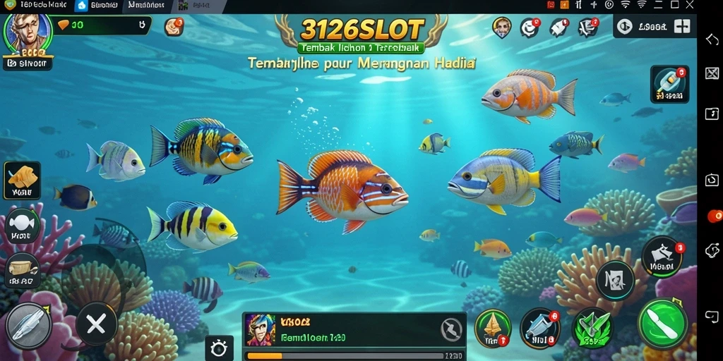 Screenshot gameplay 3126SLOT yang menampilkan perburuan ikan yang mendebarkan.