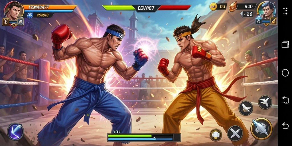 Screenshot gameplay CEMARA77 yang menunjukkan pertarungan seru.