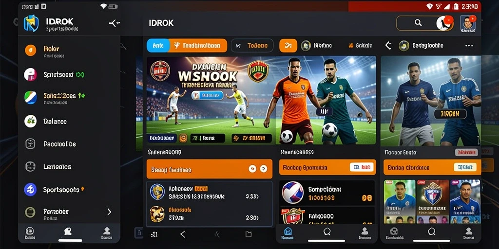 Screenshot utama IDROK menunjukkan fitur taruhan olahraga interaktif.