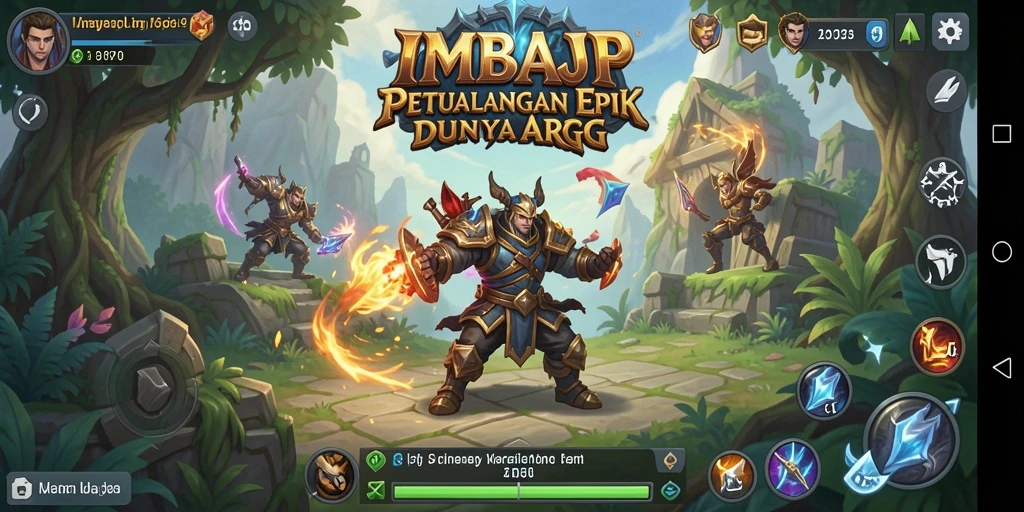 Screenshot gameplay ARPG IMBAJP menampilkan pertarungan epik dan eksplorasi dunia yang luas.
