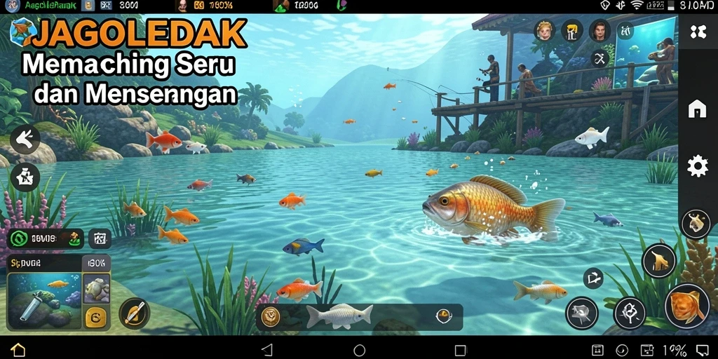 Tampilan gameplay JAGOLEDAK saat menangkap ikan di laut.