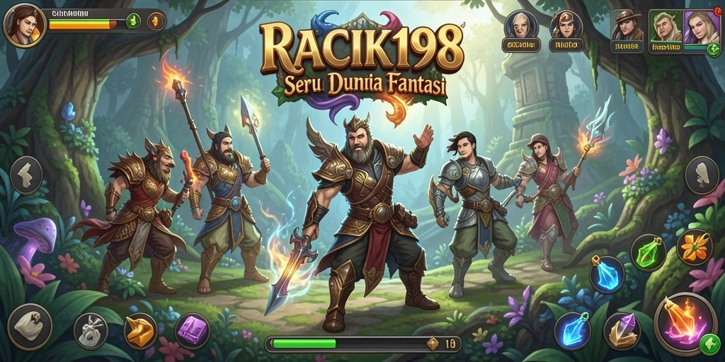 Tangkapan layar gameplay RACIK198 menampilkan petualangan seru di dunia fantastis.