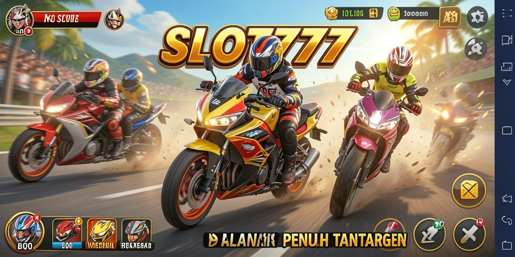 Gameplay SLOT777 menampilkan balapan motor yang mendebarkan dengan grafis menawan.