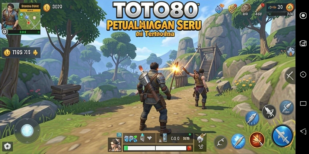 Screenshot gameplay TOTO80 menampilkan petualangan seru di dunia terbuka.